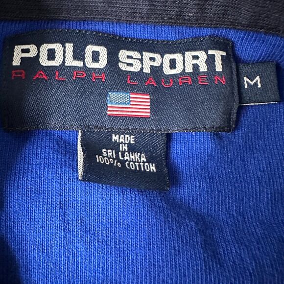 Vintage Ralph Lauren Polo Sport Sweatshirt Men’s Medium Stripe 90s Blue Orange - Picture 6 of 9